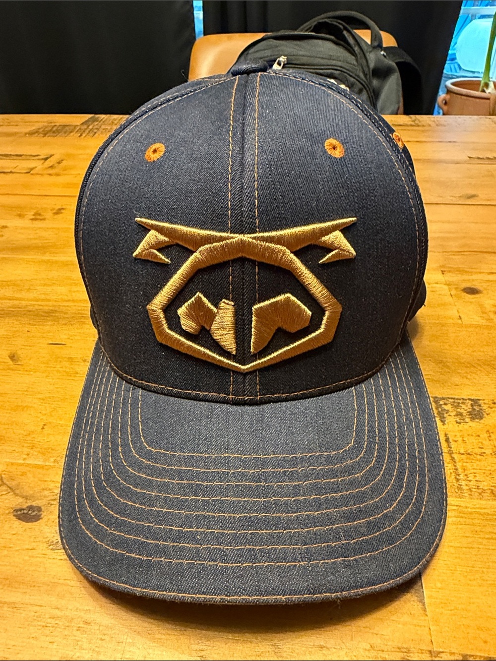 Nasty Pig Denim Snout Cap with Gold Embroidered Emblem NWOT.